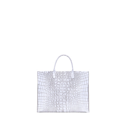 BIG HARBOR TOTE WHITE MIST EMBOSSED CROC