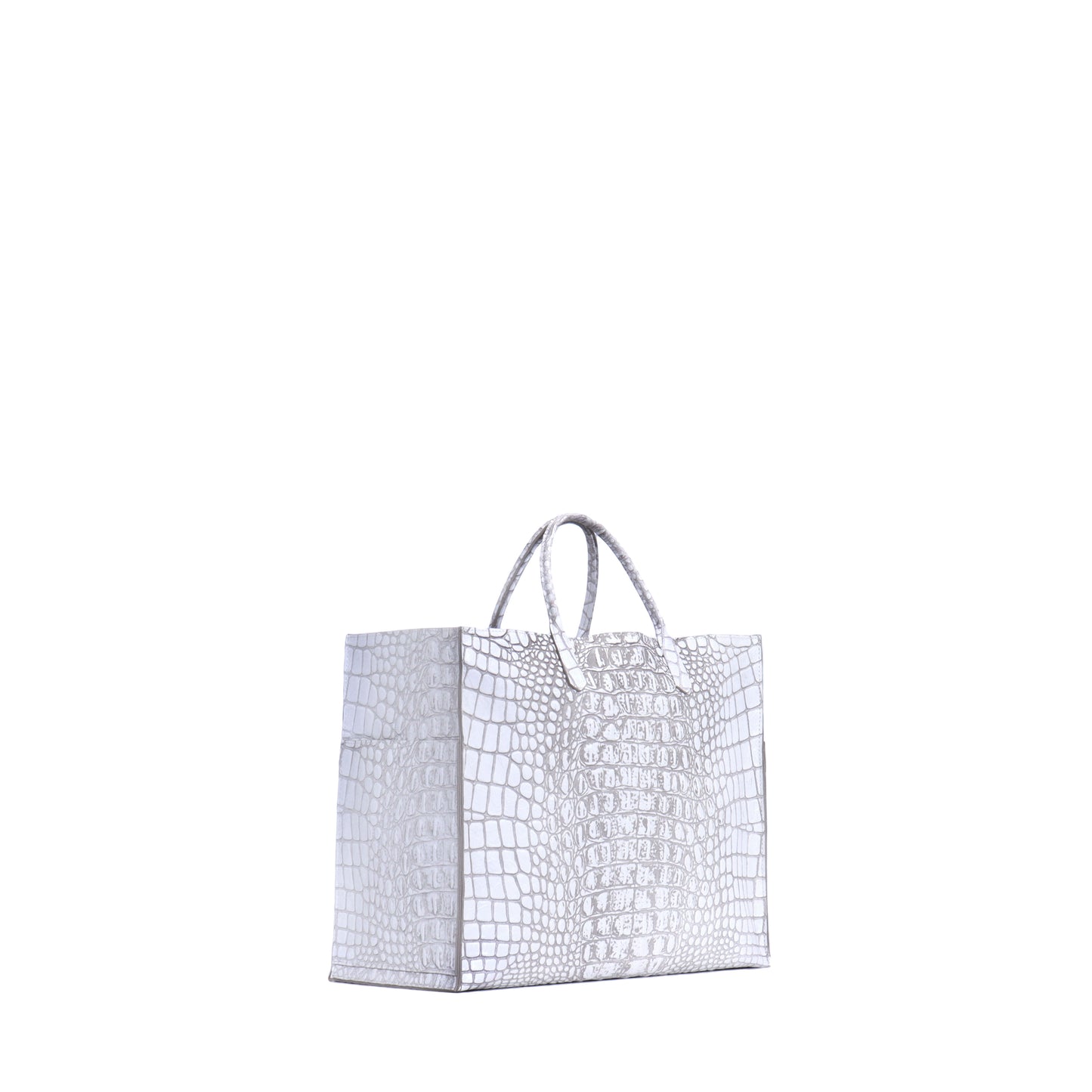 BIG HARBOR TOTE WHITE MIST EMBOSSED CROC