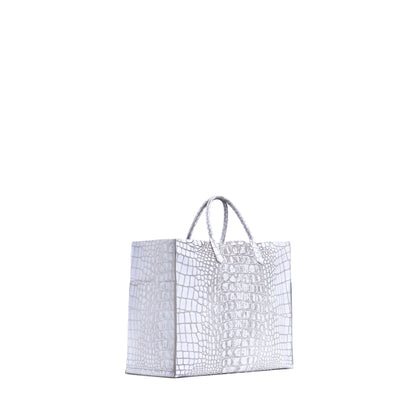 BIG HARBOR TOTE WHITE MIST EMBOSSED CROC