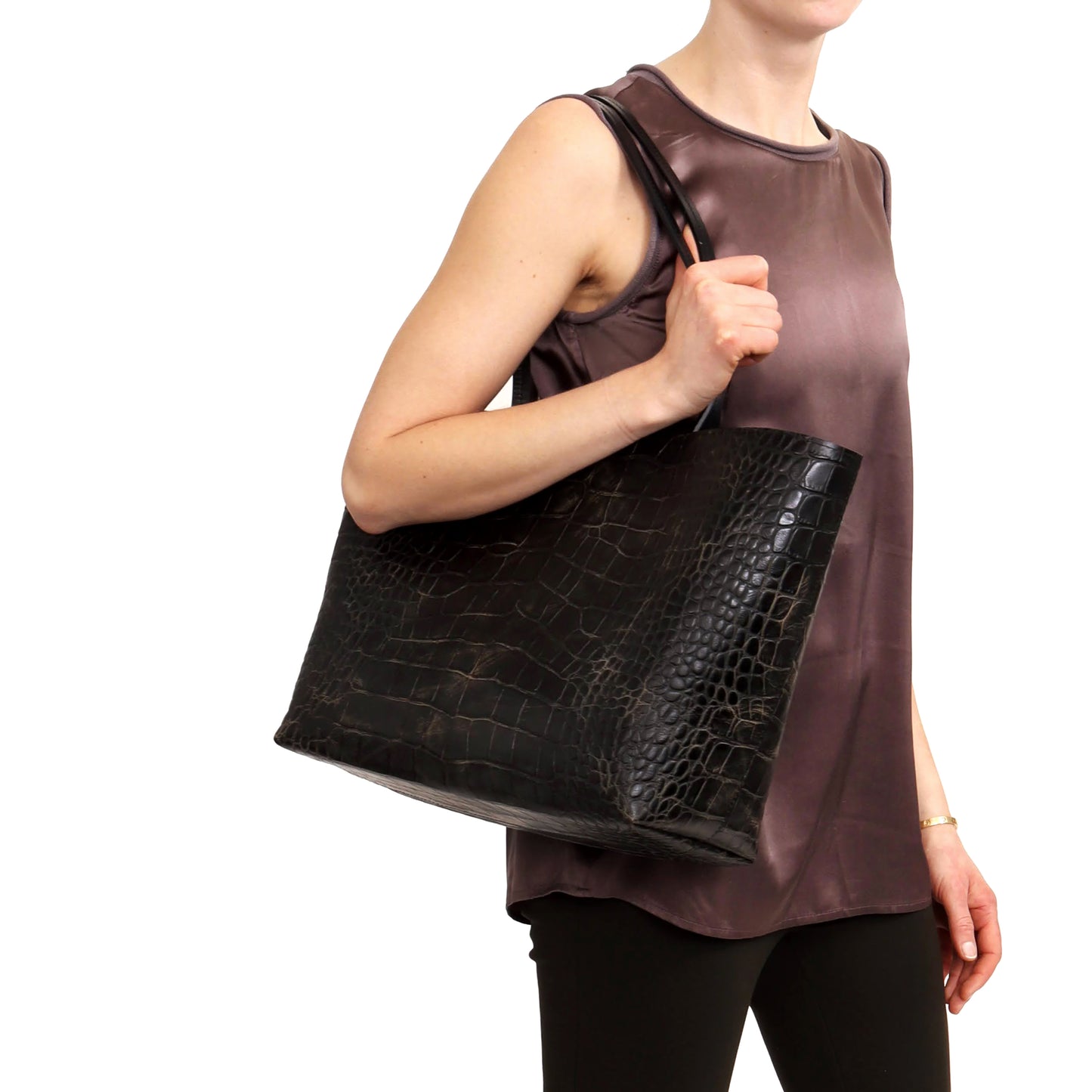 ESSENTIAL TOTE JUNGLE PEBBLED CALF