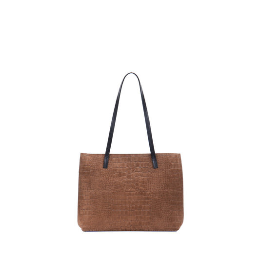 STRAPPY DAY BAG CEDAR SUEDED EMBOSSED CROC