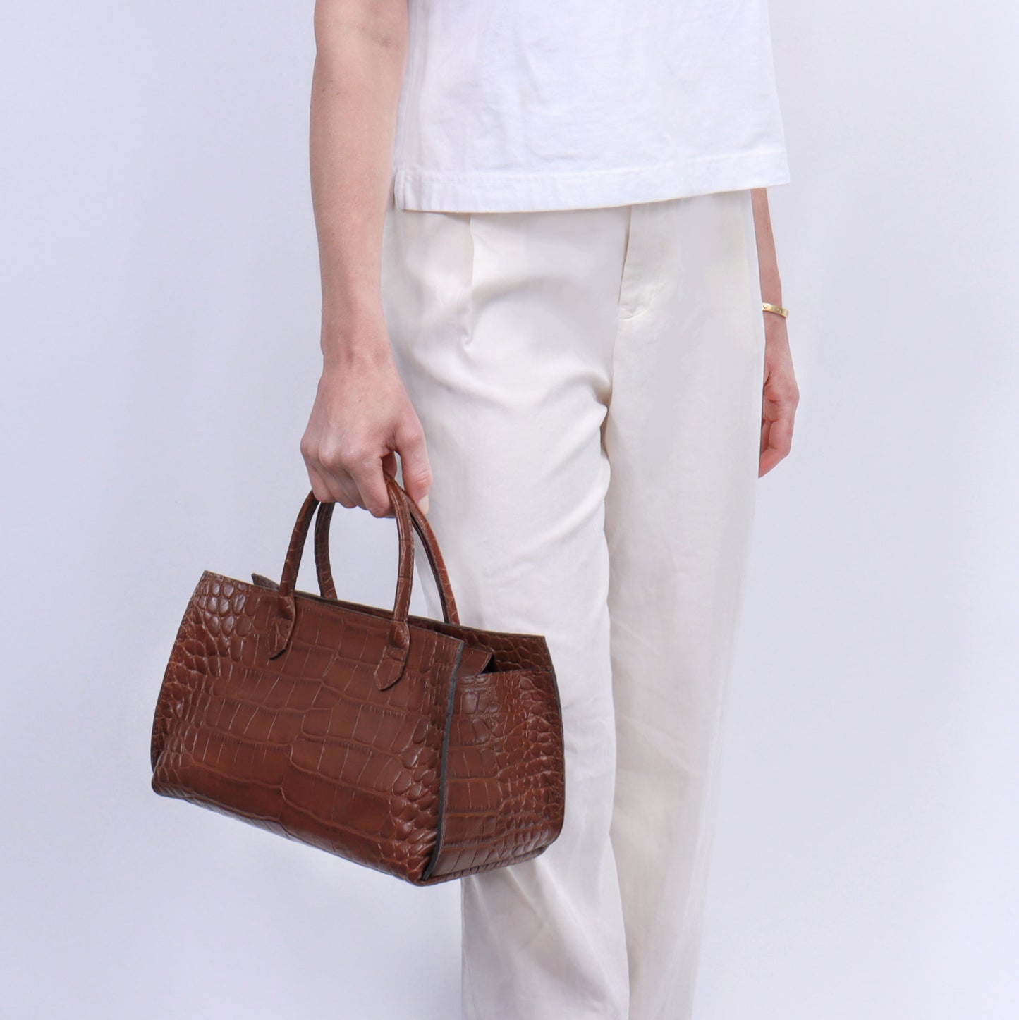 SMALL DAY BAG WHITE MIST EMBOSSED CROC