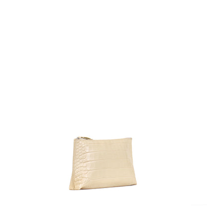 LIPSTICK POUCH BLONDE EMBOSSED GATOR