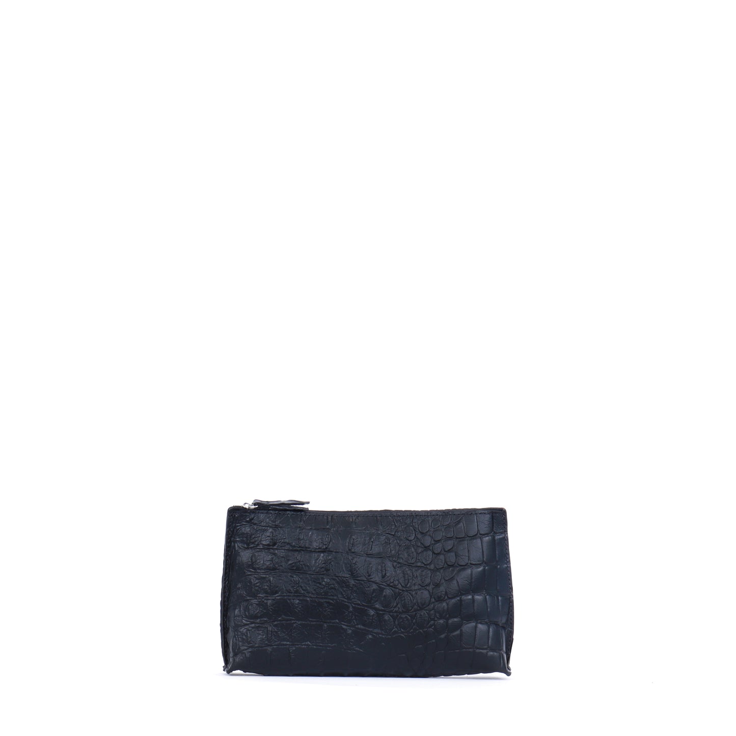 ESSENTIAL POUCH MATTE BLACK EMBOSSED CROC