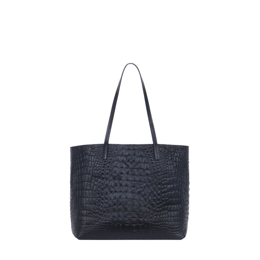 ESSENTIAL TOTE MATTE BLACK EMBOSSED CROC