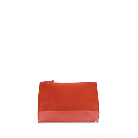 EVERYDAY POUCH 2 TONE CORAL AND POPPY SUEDE