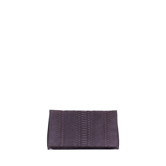 FOLDOVER CLUTCH PETROL SUEDED PYTHON