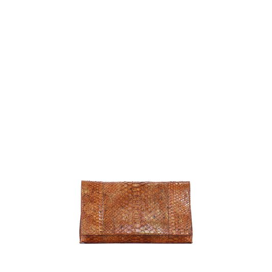 FOLDOVER CLUTCH STARDUST ORANGE PYTHON