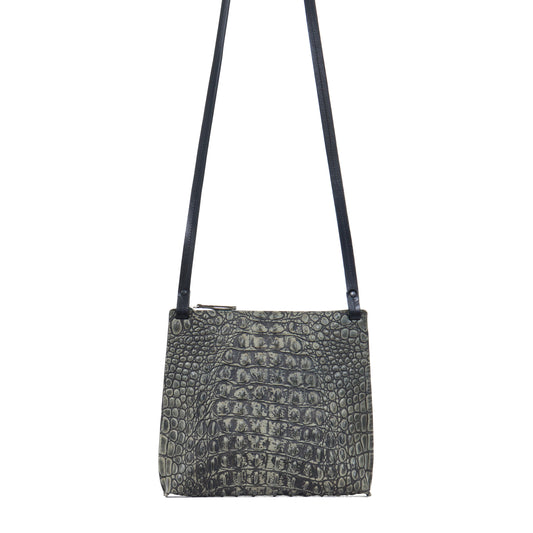 LARGE STRAPPY POUCH FATIGUE EMBOSSED CROC