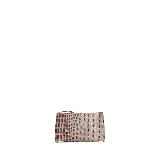 LIPSTICK POUCH TOASTED MARSHMALLOW EMBOSSED CROC