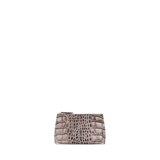 LIPSTICK POUCH TOASTED MARSHMALLOW EMBOSSED GATOR