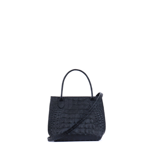 MINI DAY BAG MATTE BLACK EMBOSSED CROC