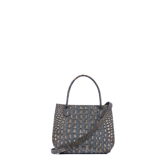 MINI DAY BAG MOSSY BRONZE EMBOSSED CROC