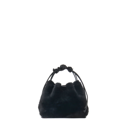 MINI DRAWSTRING BAG BLACK SHEARLING