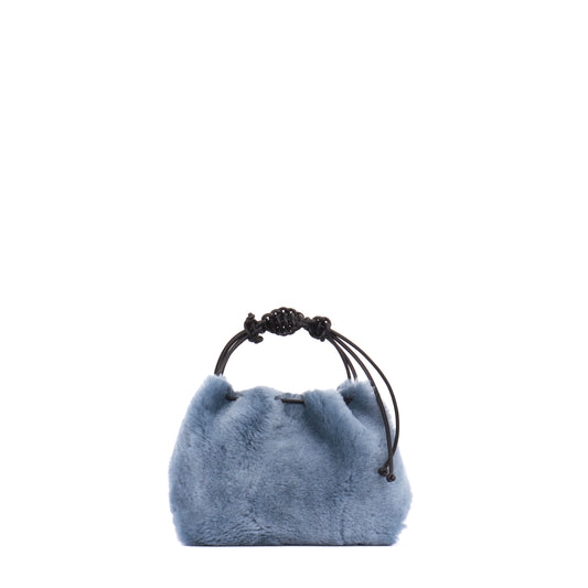 MINI DRAWSTRING BAG BLUE SHEARLING