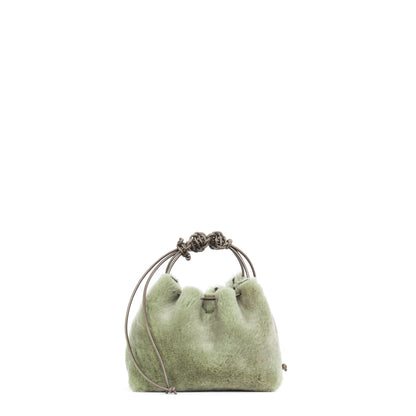 MINI DRAWSTRING BAG GREEN SHEARLING