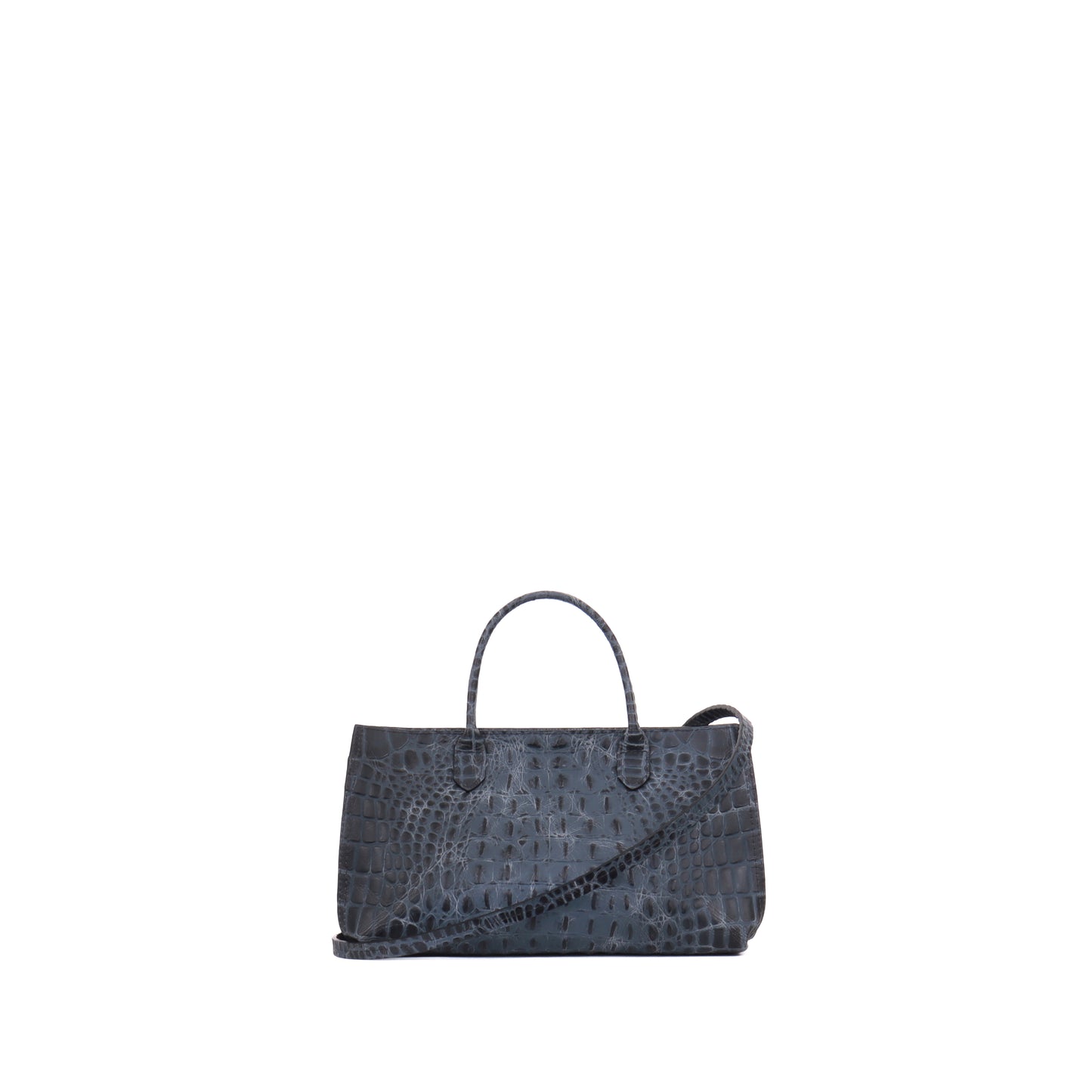 SMALL DAY BAG NAVY EMBOSSED CROC