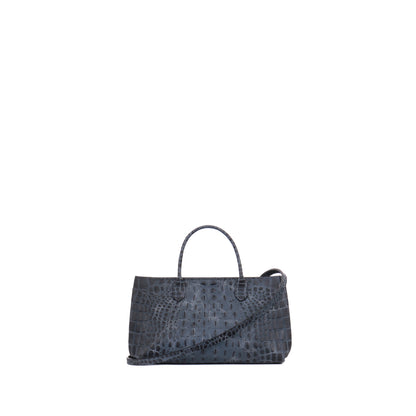 SMALL DAY BAG NAVY EMBOSSED CROC