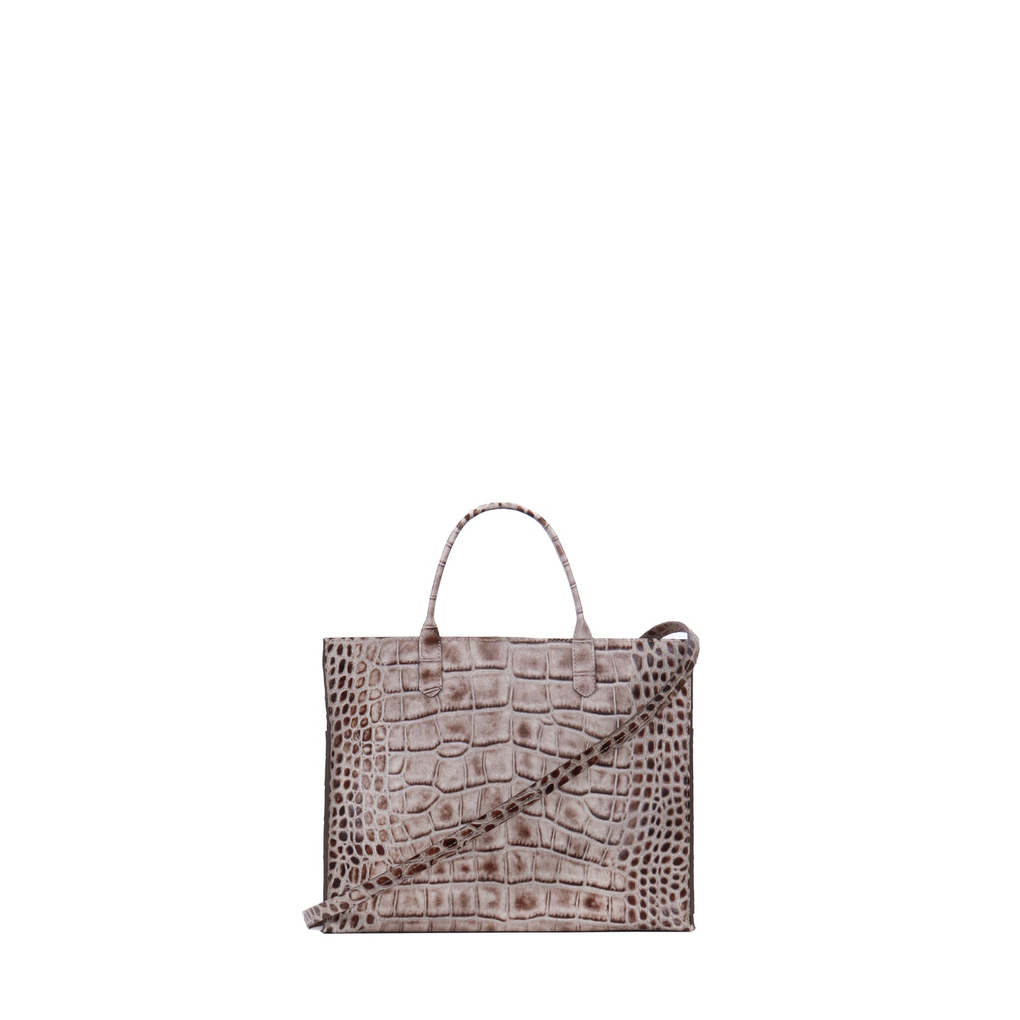 SMALL HARBOR TOTE TOASTED MARSHMALLOW EMBOSSED GATOR