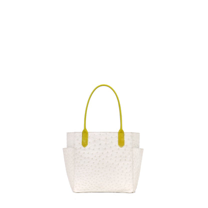 SMALL POCKET TOTE EGGSHELL GENUINE OSTRICH