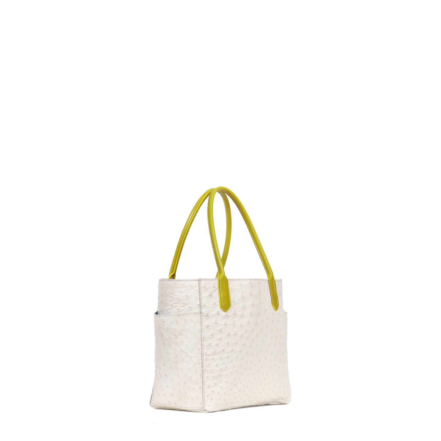 SMALL POCKET TOTE EGGSHELL GENUINE OSTRICH