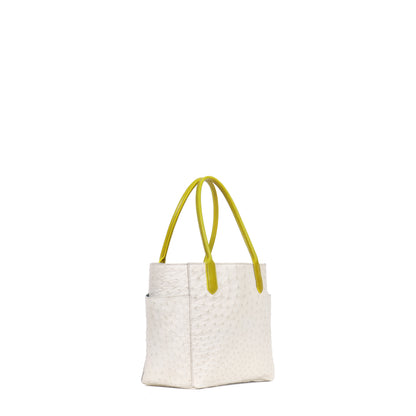 SMALL POCKET TOTE EGGSHELL GENUINE OSTRICH