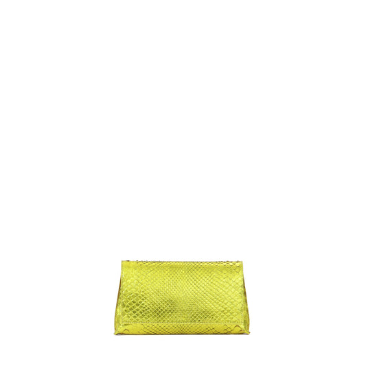 SMALL FOLDOVER CLUTCH YELLOW LAME PYTHON