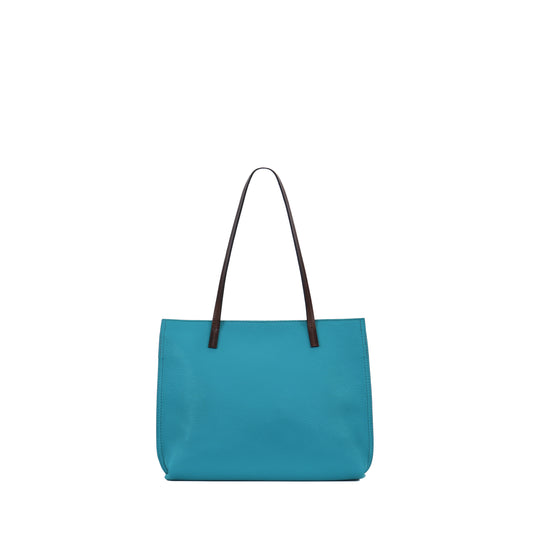 STRAPPY DAY BAG CARIBBEAN BLUE PEBBLED CALF