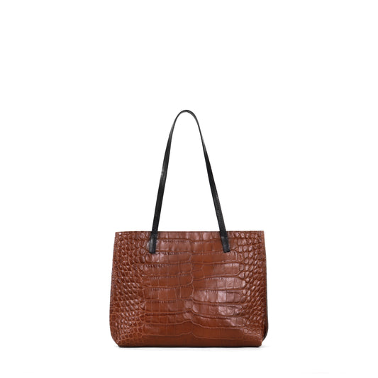 STRAPPY DAY BAG HICKORY EMBOSSED GATOR