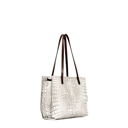 STRAPPY DAY BAG WHITE MIST EMBOSSED CROC