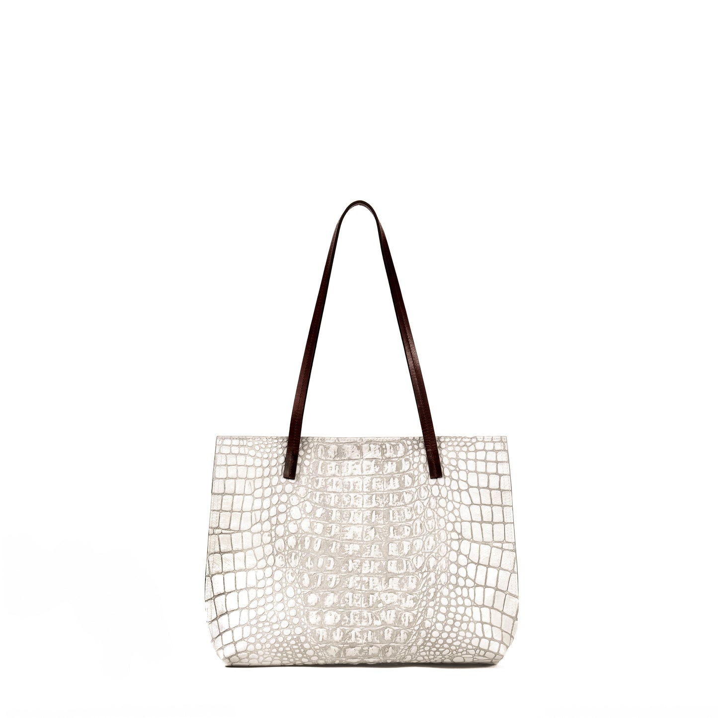 STRAPPY DAY BAG WHITE MIST EMBOSSED CROC