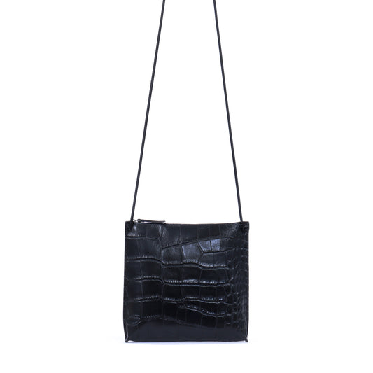 STRAPPY POUCH BLACK EMBOSSED GATOR