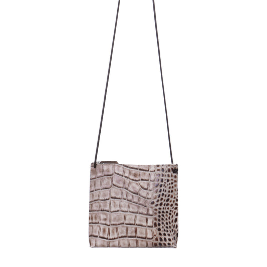 STRAPPY POUCH TOASTED MARSHMALLOW EMBOSSED GATOR