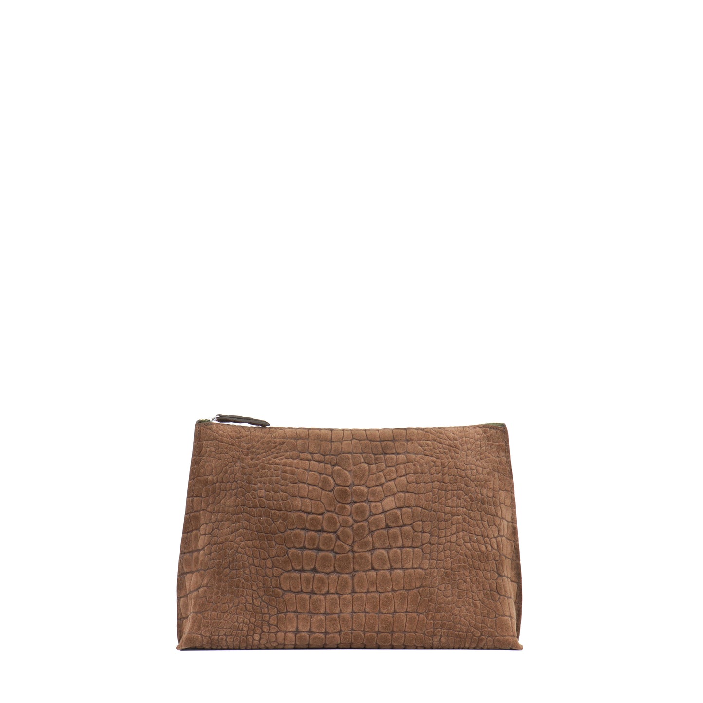 TRAVEL POUCH CEDAR SUEDED EMBOSSED CROC