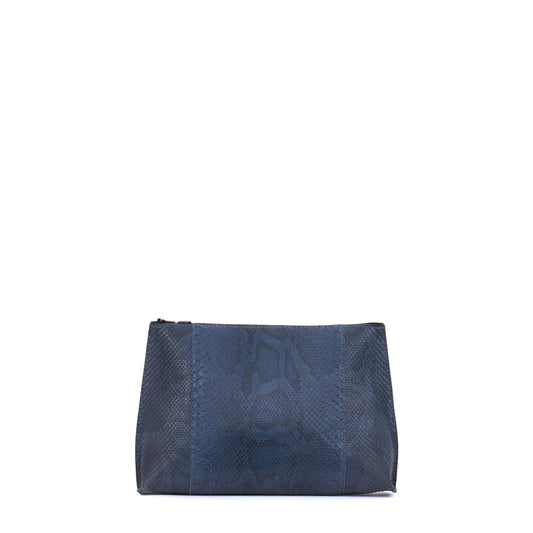 TRAVEL POUCH NAVY DIAMOND MATTE PYTHON