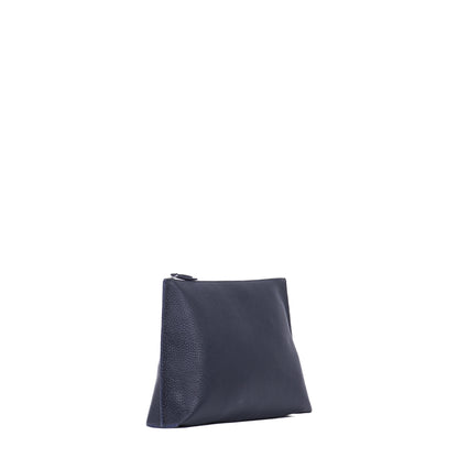 TRAVEL POUCH SLATE PEBBLED CALF