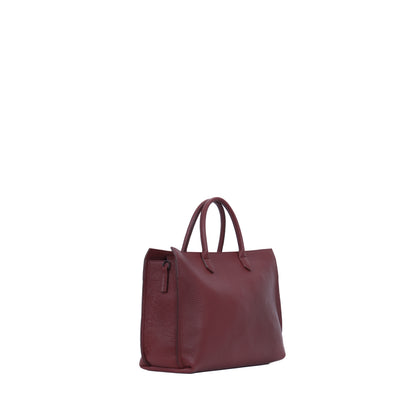 DAY BAG BURGUNDY PEBBLED CALF