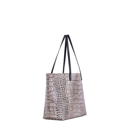 ESSENTIAL TOTE TOASTED MARSHMALLOW EMBOSSED GATOR