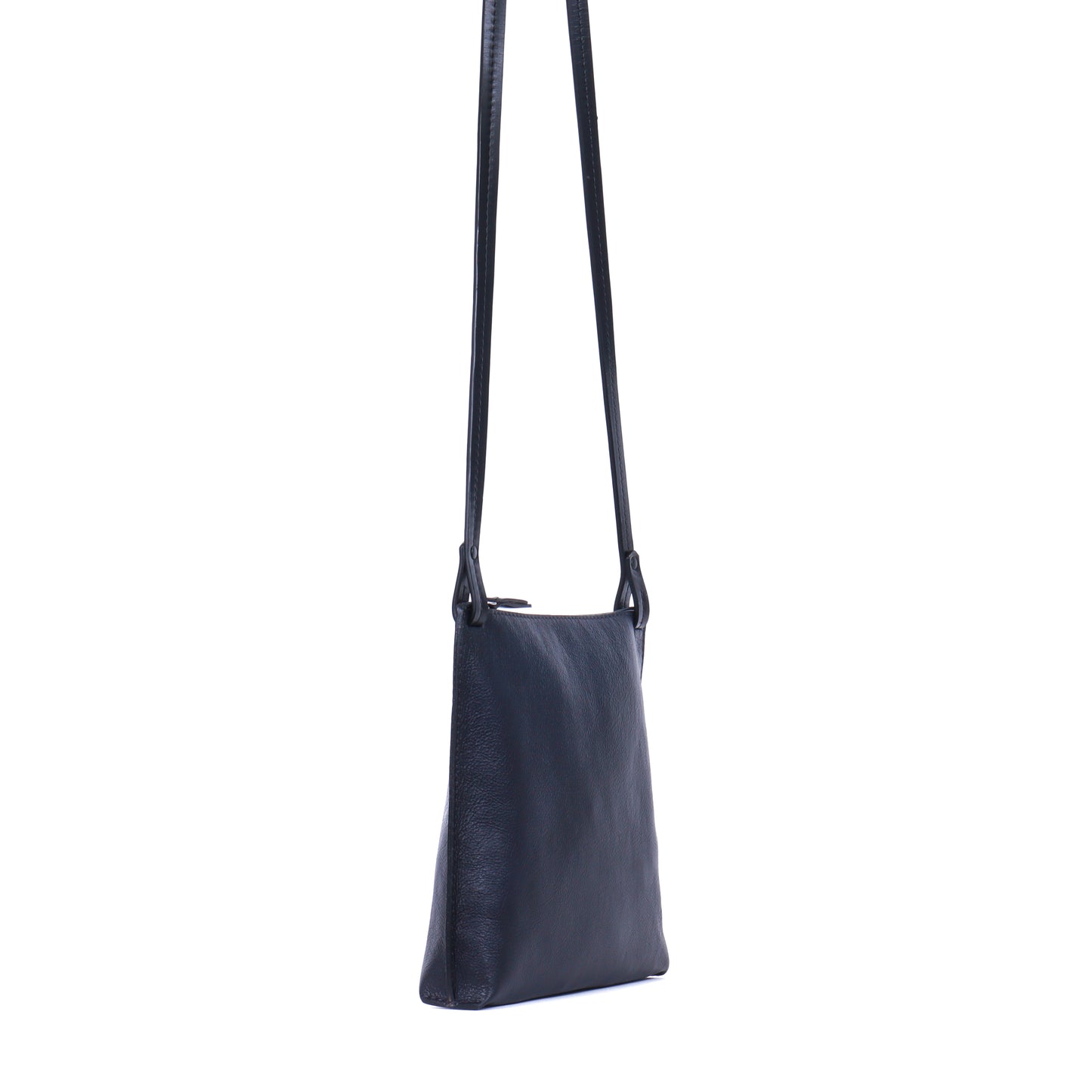 LARGE STRAPPY POUCH NAVY CALF