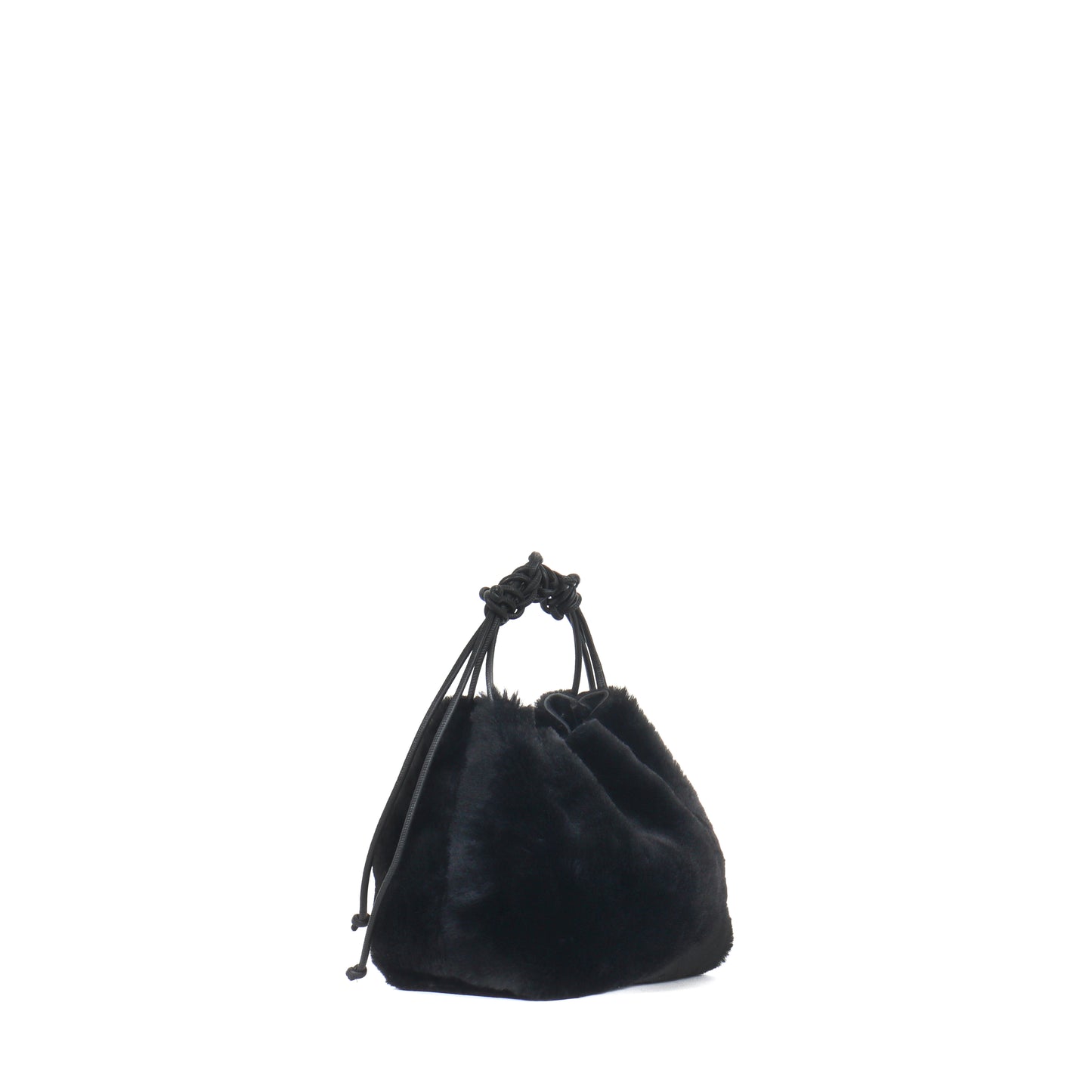 MINI DRAWSTRING BAG BLACK SHEARLING