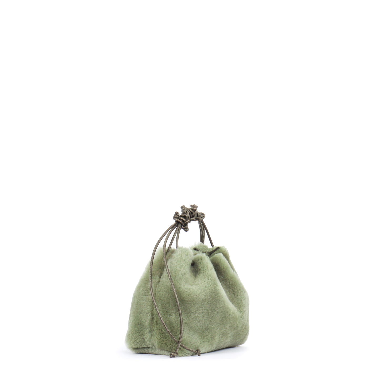 MINI DRAWSTRING BAG GREEN SHEARLING