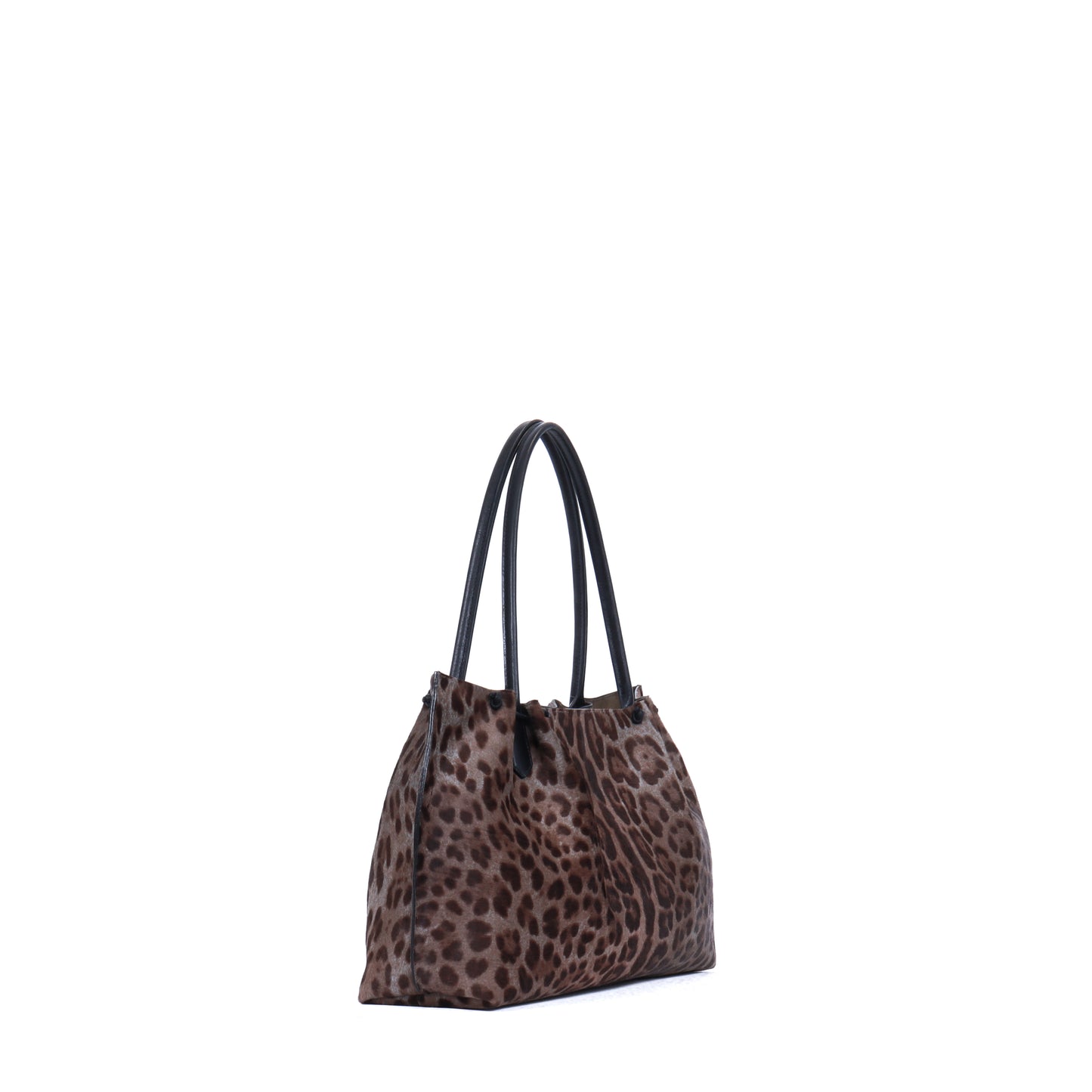 PUCKERED TOTE GREY LEOPARD HAIR ON CALF