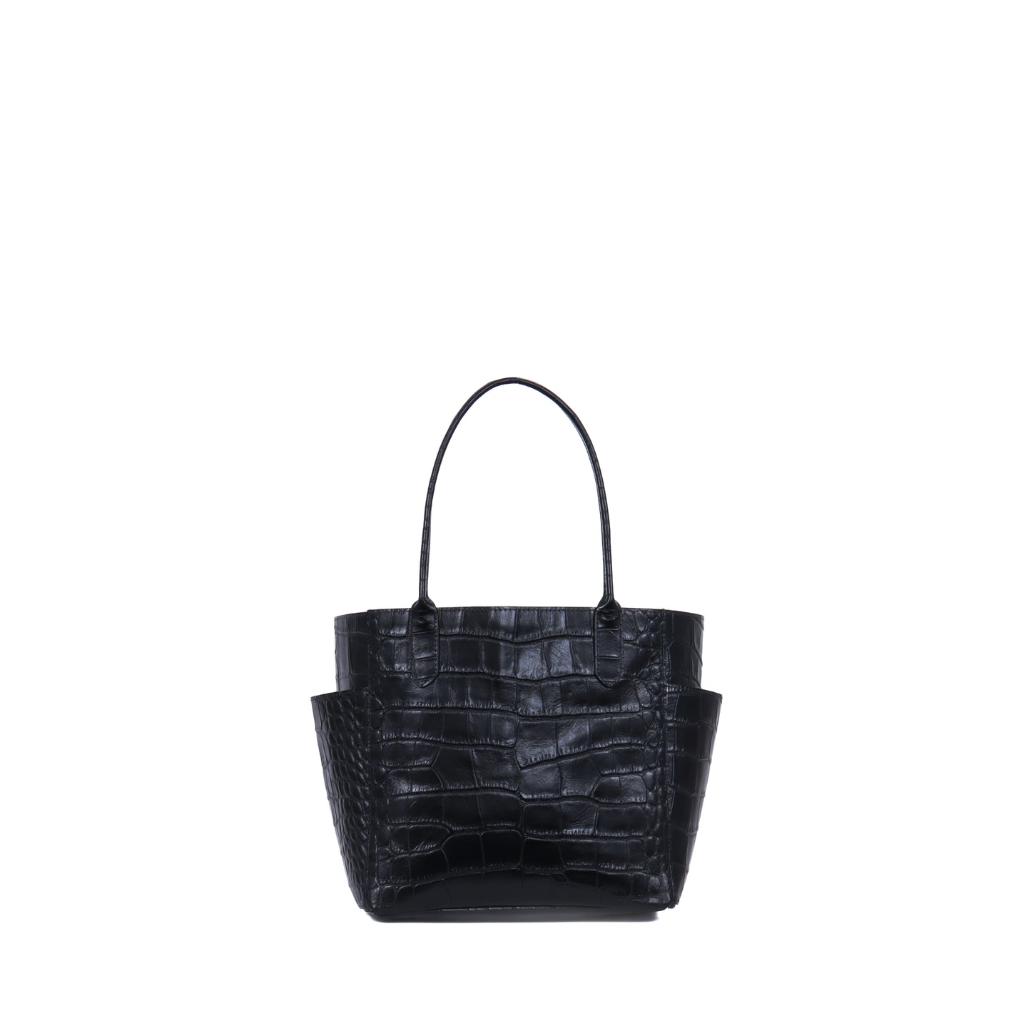 SMALL POCKET TOTE BLACK EMBOSSED GATOR