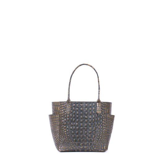 SMALL POCKET TOTE MOSSY BRONZE EMBOSSED CROC