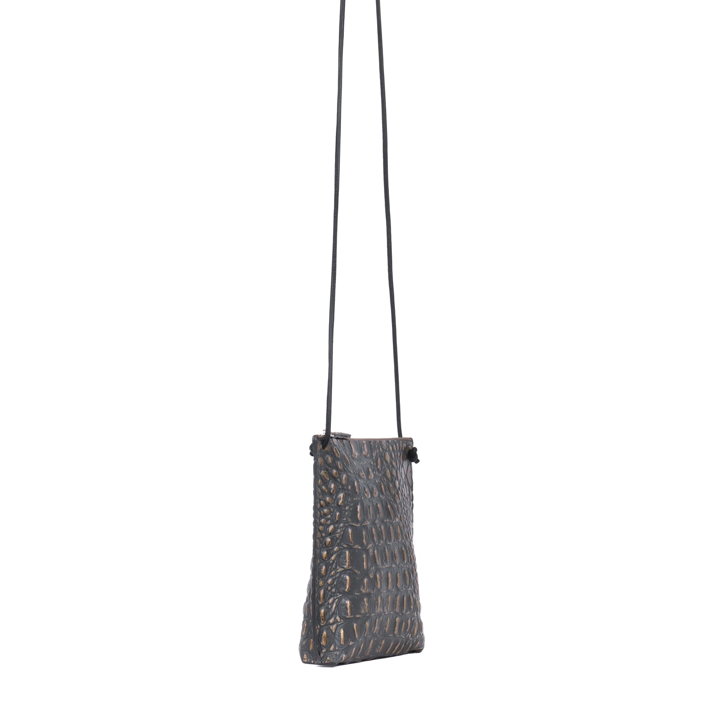 STRAPPY POUCH MOSSY BRONZE EMBOSSED CROC