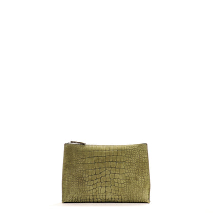 EVERYDAY POUCH FIG SUEDED EMBOSSED CROC