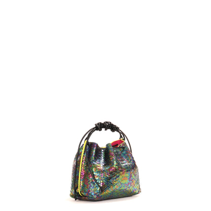 MINI DRAWSTRING BAG BLACK OPAL PYTHON