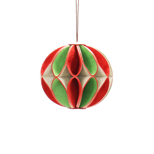 LEATHER ORNAMENT WITH RED AND GREEN SUEDE